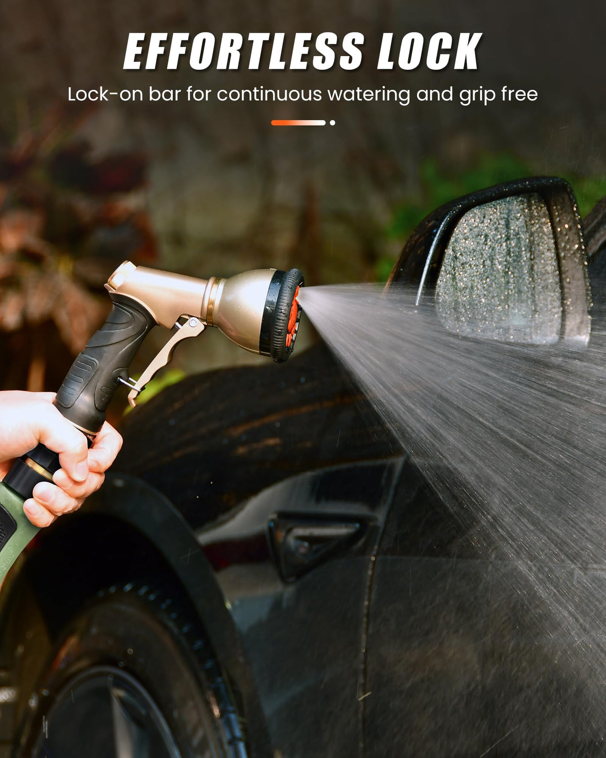 Bright orange RAINPOINT nozzle for easy outdoor identification