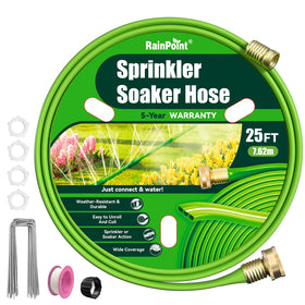 RAINPOINT flat soaker 25ft hose delivers even garden irrigation across beds