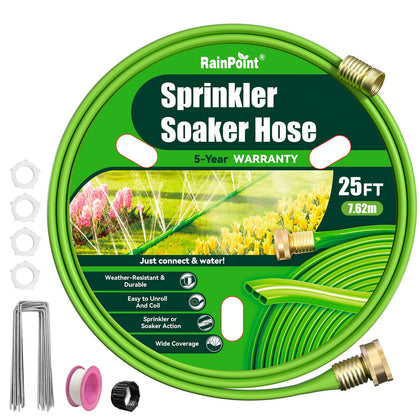 RAINPOINT flat soaker 25ft hose delivers even garden irrigation across beds