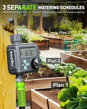 RAINPOINT Sprinkler Timer digital display enables precise scheduling and monitoring