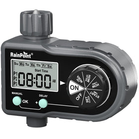 RAINPOINT Sprinkler Timer front view demonstrates a durable outdoor irrigation companion for lawns