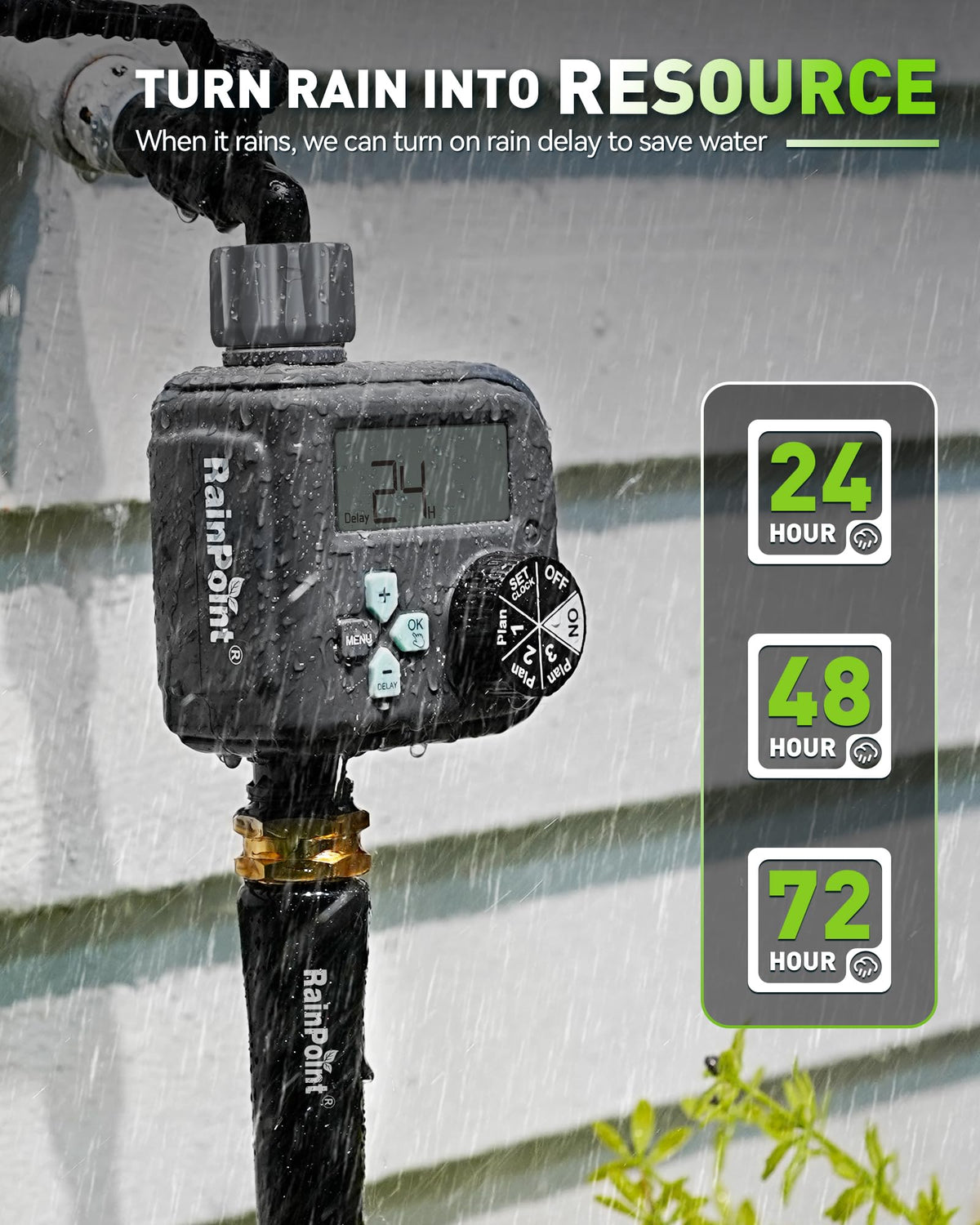 RAINPOINT Sprinkler Timer manual mode enables on-demand watering