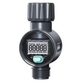 RAINPOINT water flow meter outlet with quick adapter enables universal hose compatibility.