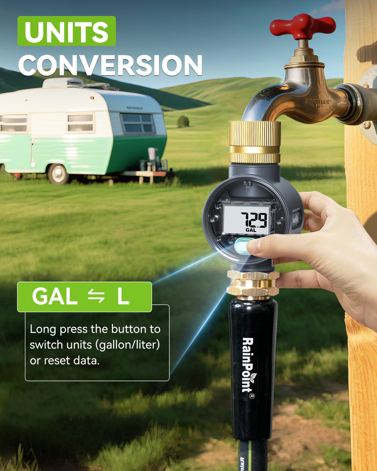 RAINPOINT quick outlet connectors fit various hose sizes.
