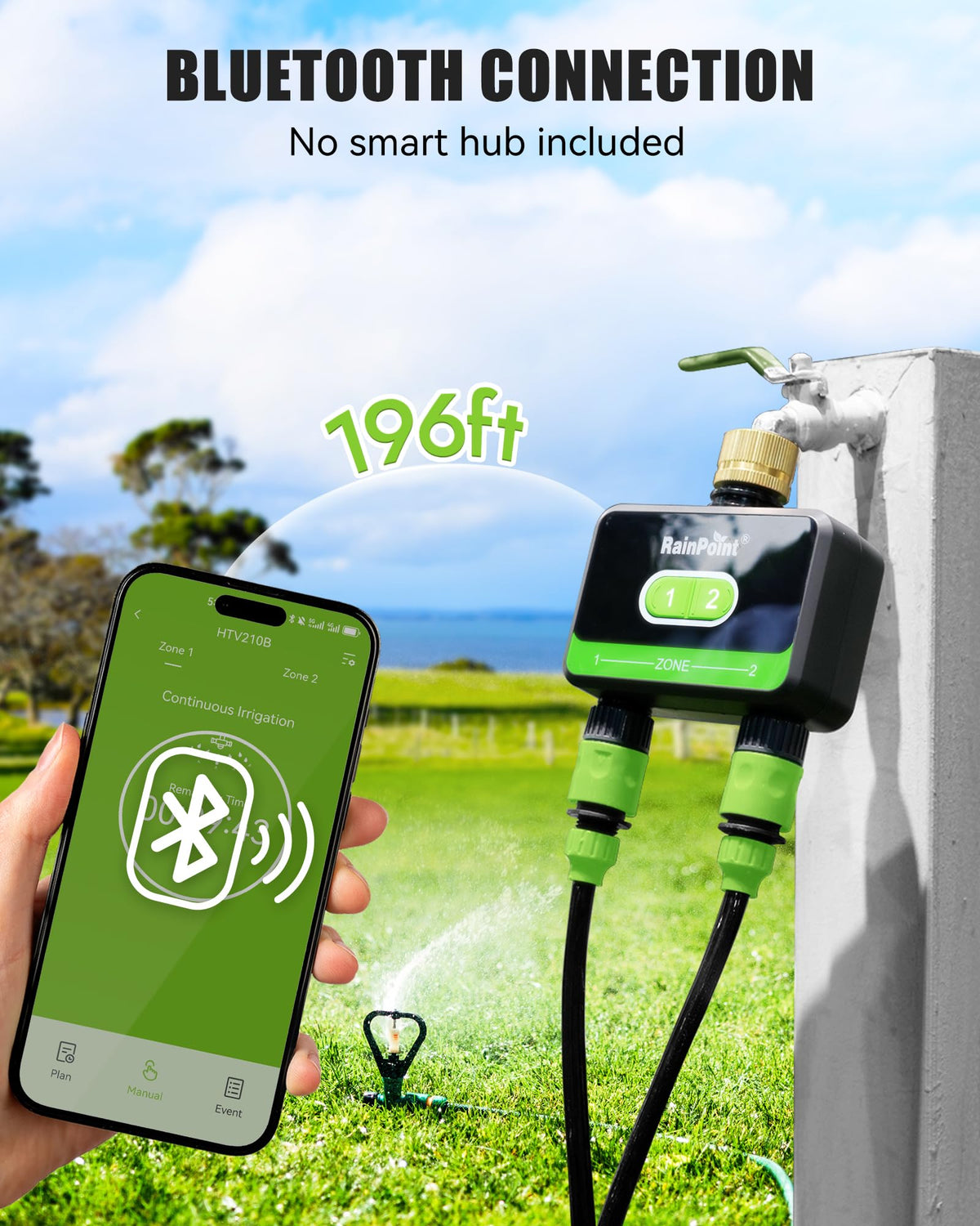 RainPoint water timer app setup shows easy schedule configuration.