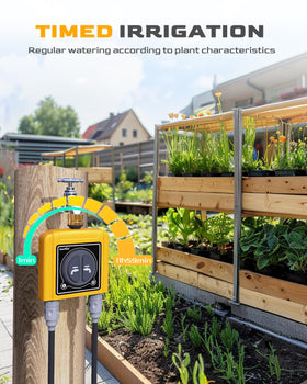 Weather-based watering adjusts schedules to forecasted conditions.