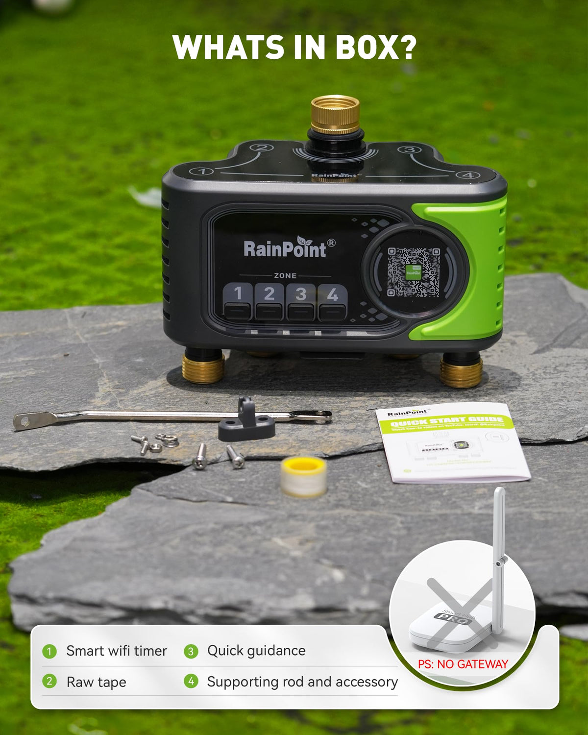 rainpoint wifi sprinkler timer control panel close-up highlights programmable schedules and modes.