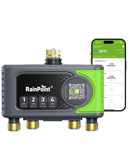 rainpoint wifi sprinkler timer front view shows multi-zone watering made easy.