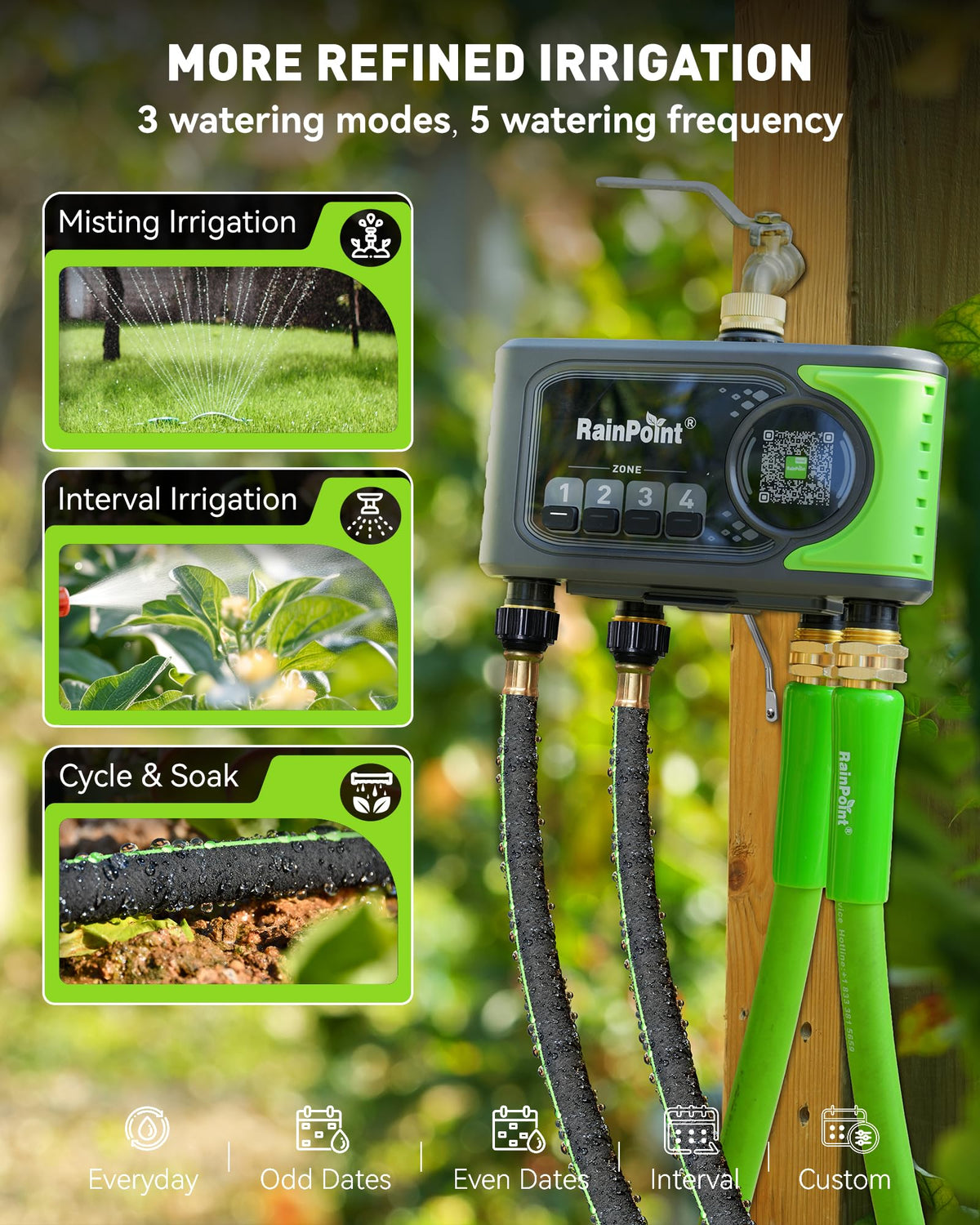 rainpoint wifi sprinkler timer app control screen enables remote watering from mobile.