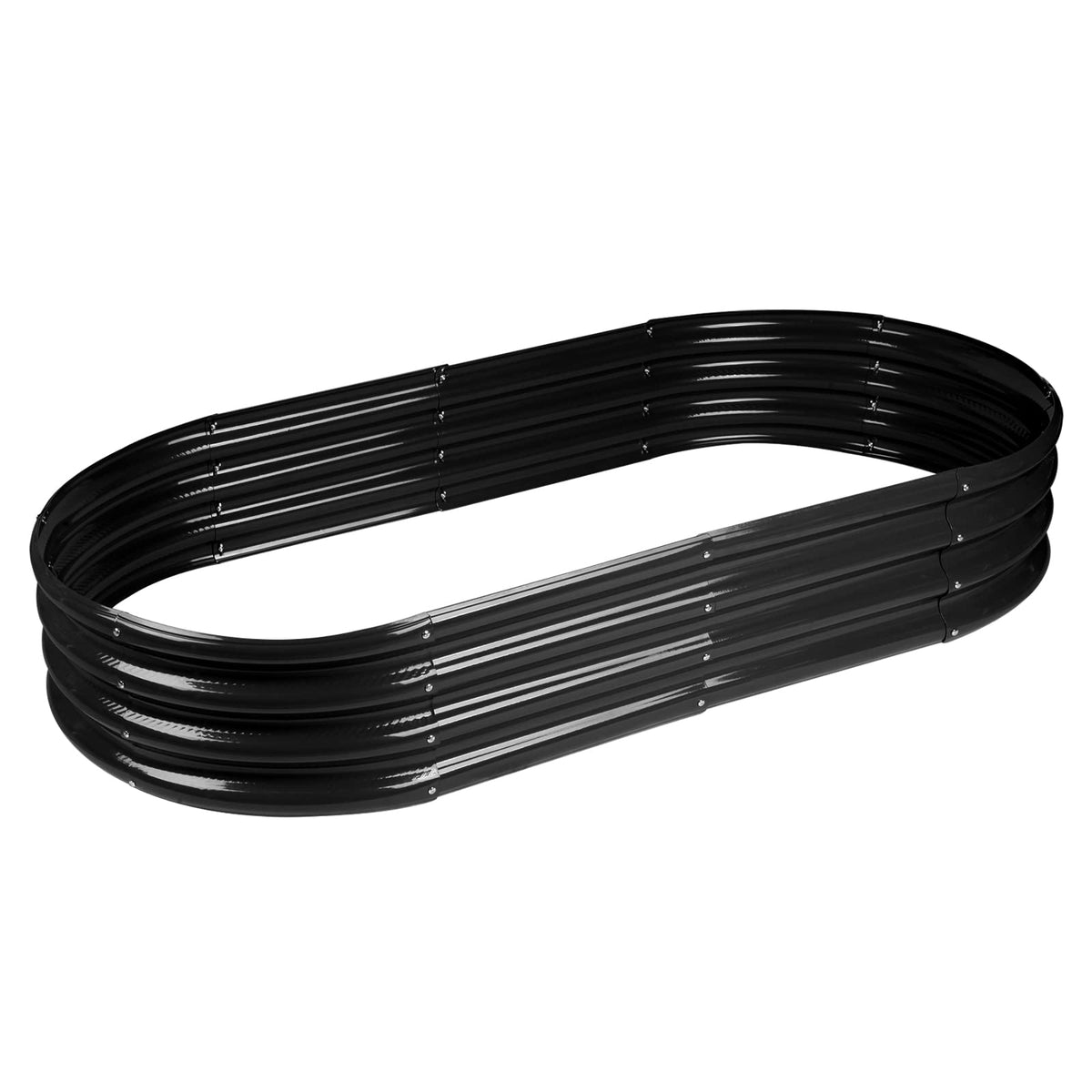 Rakukiri 6.5ft oval bed creates organized planting space.