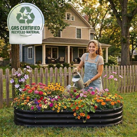 Rakukiri outdoor planter offers quick setup with included hardware.
