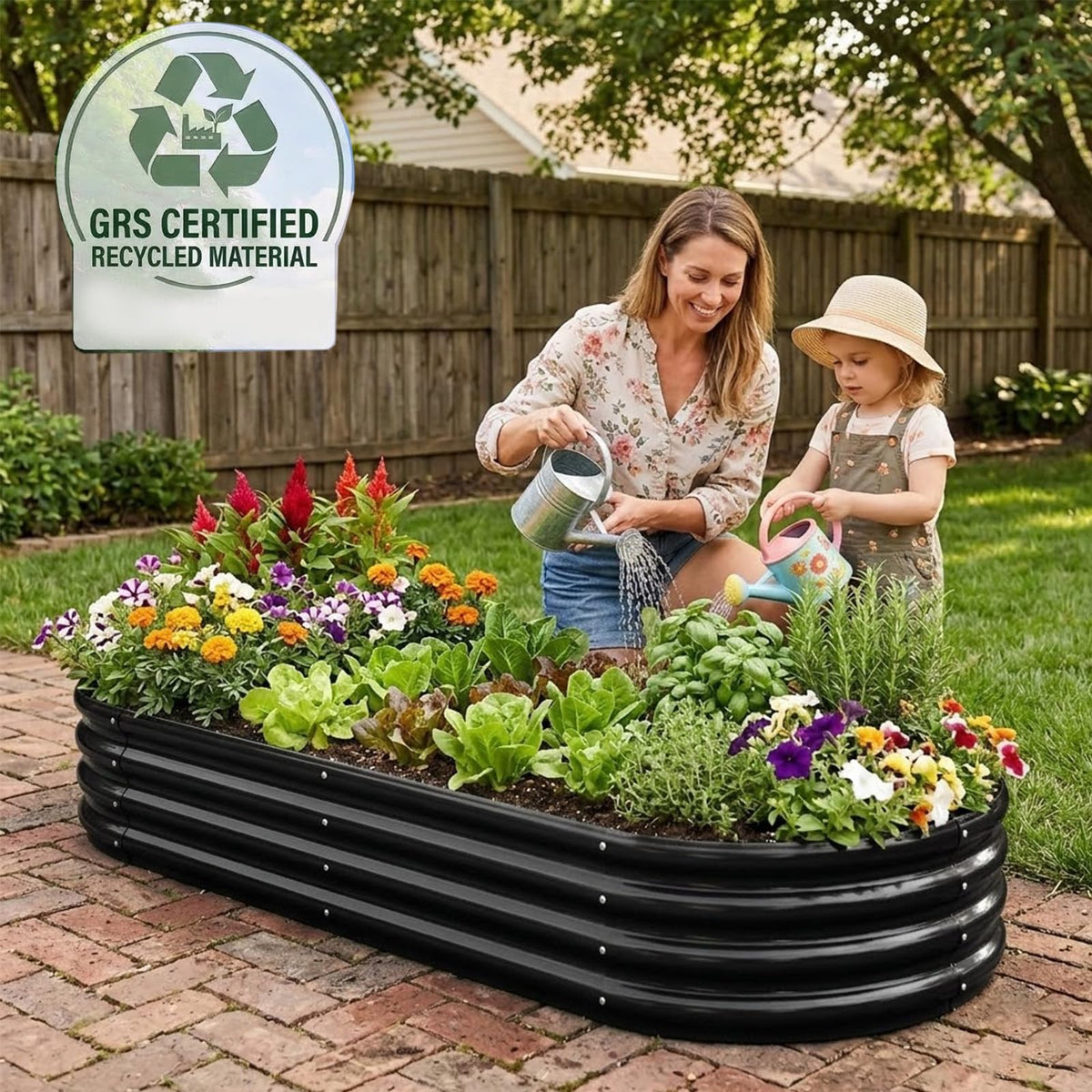 Rakukiri galvanized oval bed with easy assembly hardware.
