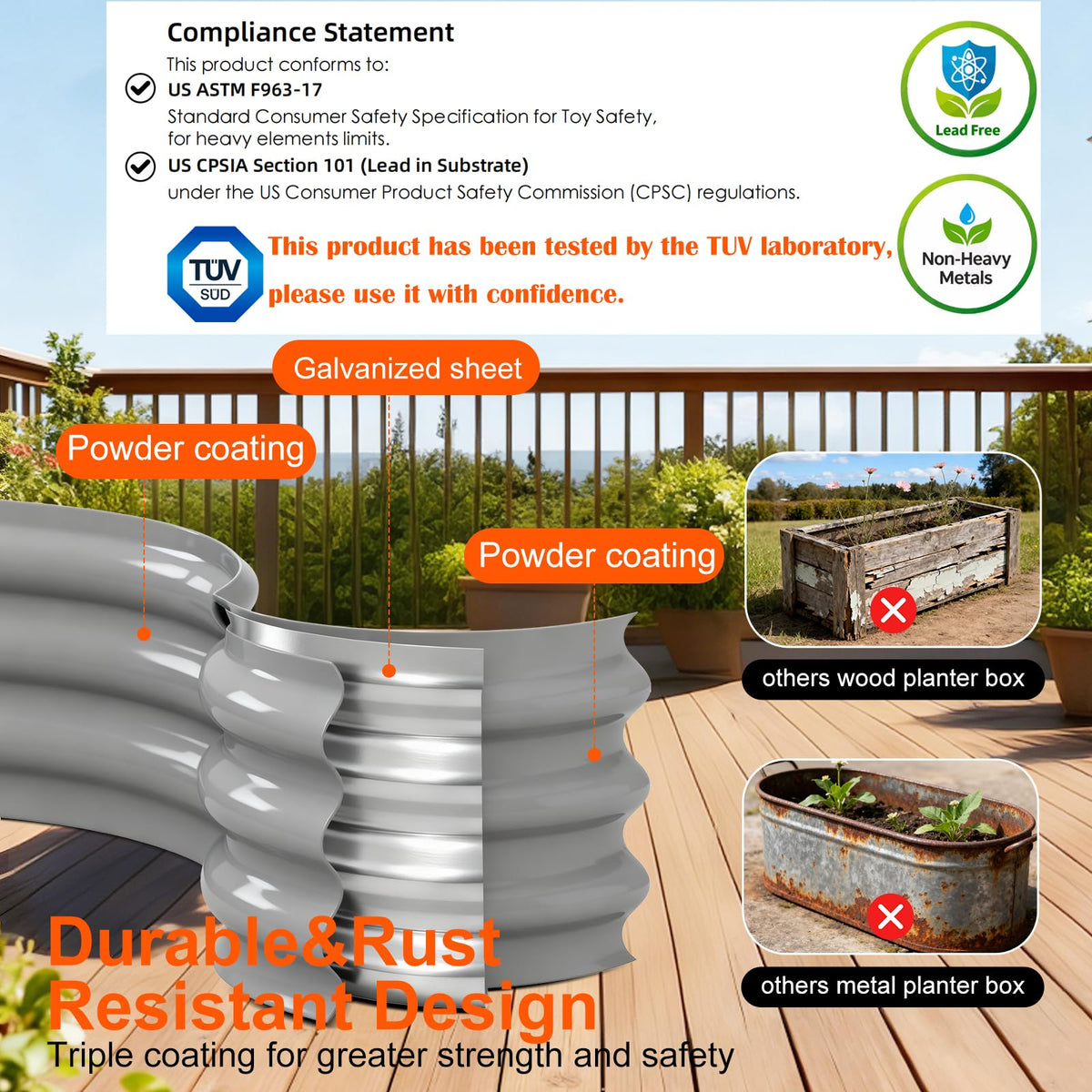 Rakukiri garden bed on patio, ideal for balcony or rooftop use