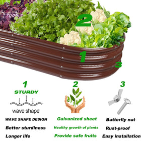 Rakukiri raised garden bed dimensions 78x29x11 inches support vegetables, herbs, and flowers.