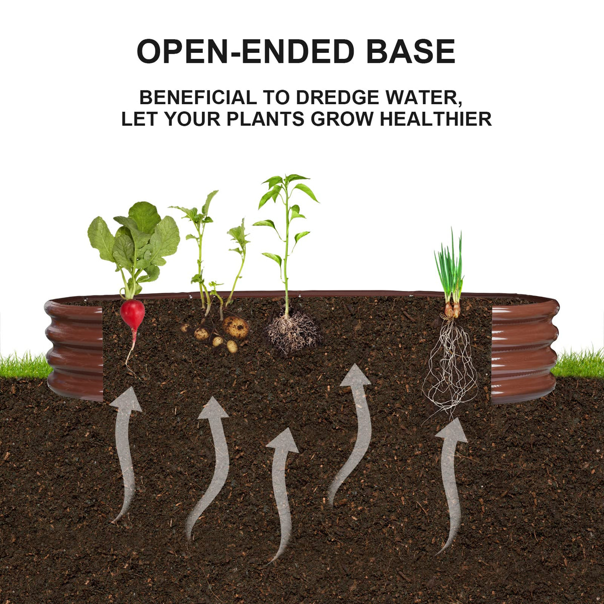 Rakukiri raised garden bed uses recycled material for an eco-minded outdoor planter.