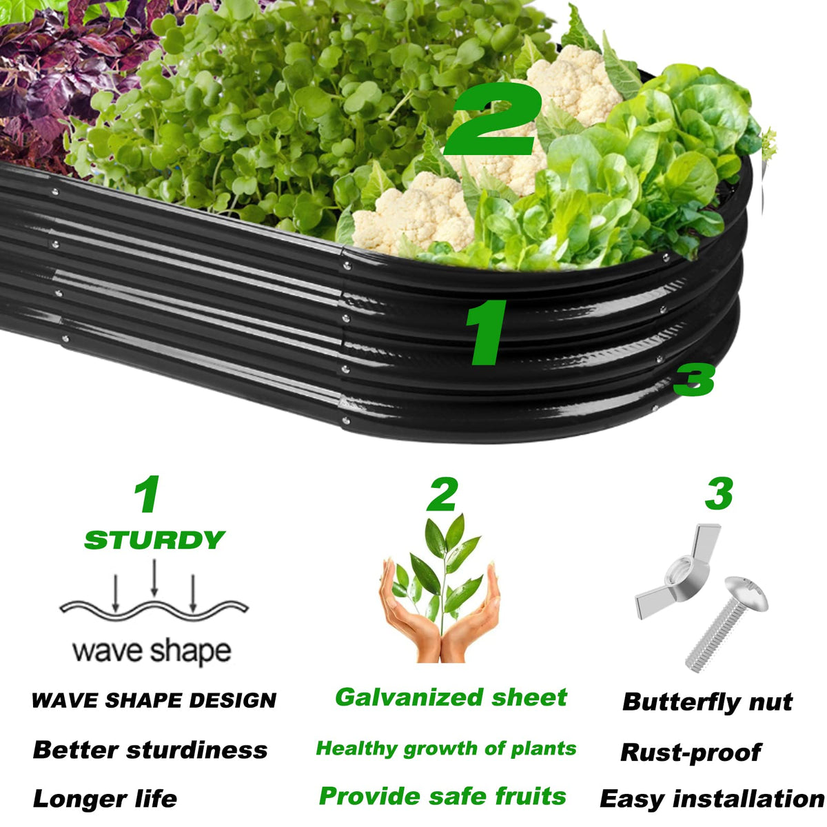 Rakukiri recycled-material planter supports eco-friendly gardening projects.