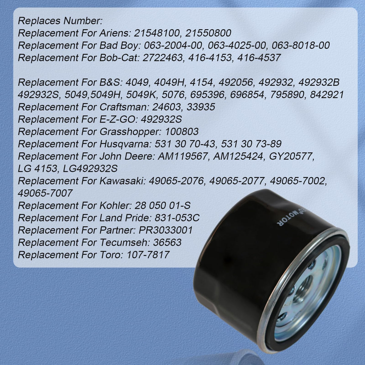 RALBDX oil filter threads 3/4-16 ready for easy installation.