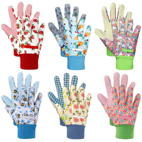 Ramede kids garden gloves with cute flower pattern, comfortable fit for little hands.