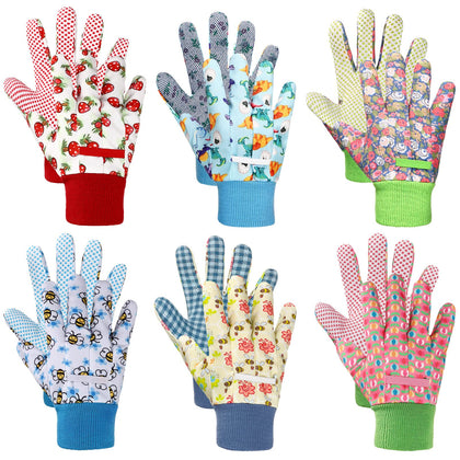 Ramede kids garden gloves with cute flower pattern, comfortable fit for little hands.