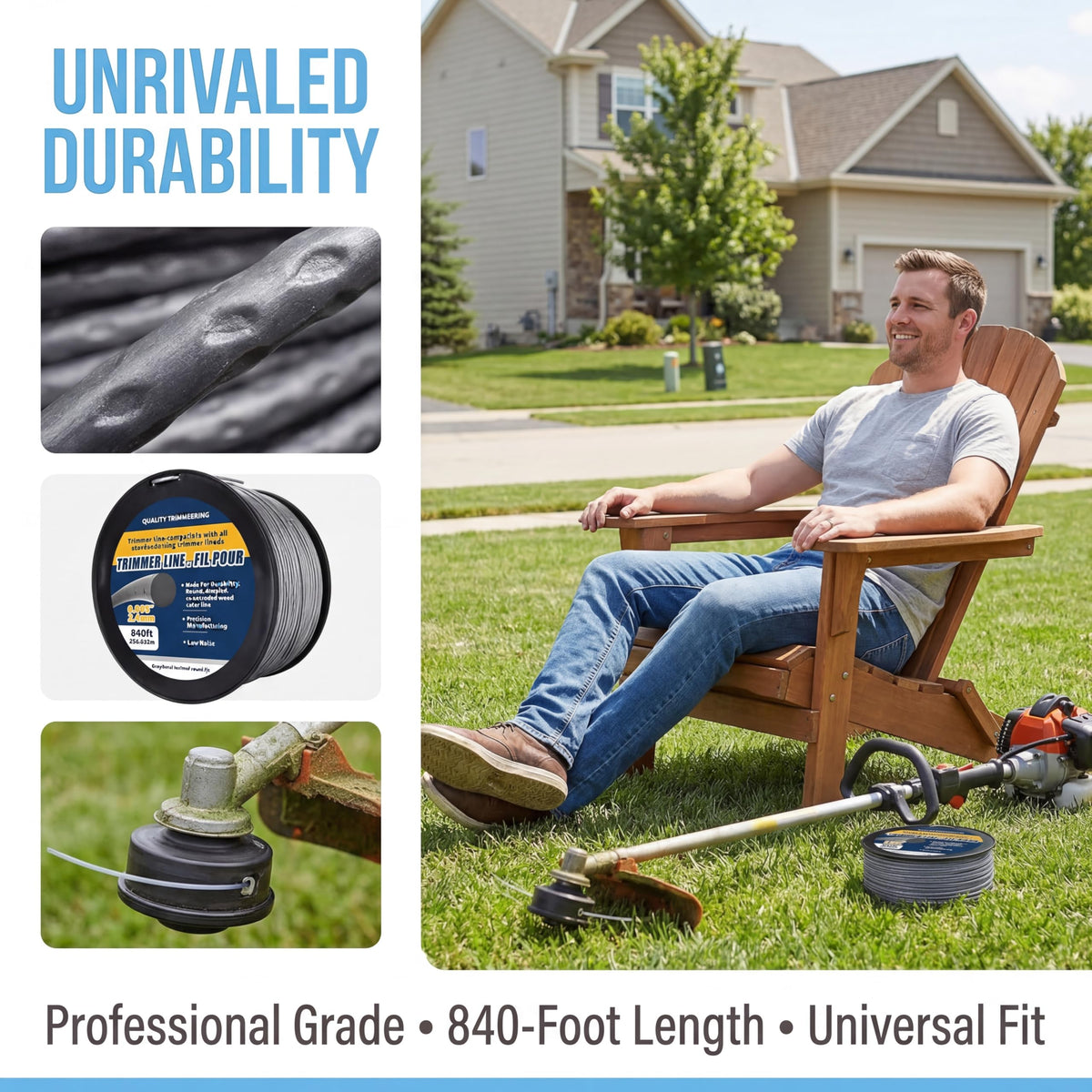 Raneped Titanium Force line diameter 0.095 inches suitable for heavy-duty trimming.