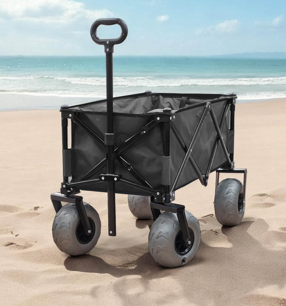 Rangland Beach Wagon 9-inch balloon wheels on uneven terrain