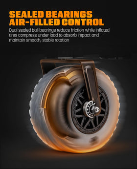 All-terrain performance with sealed bearings reduces resistance on gravel and grass.