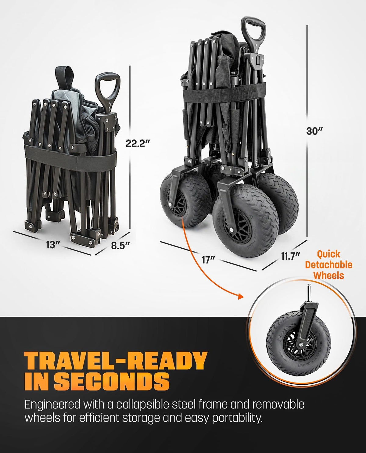 RANGLAND RX850 folds compactly for easy trunk or closet storage.