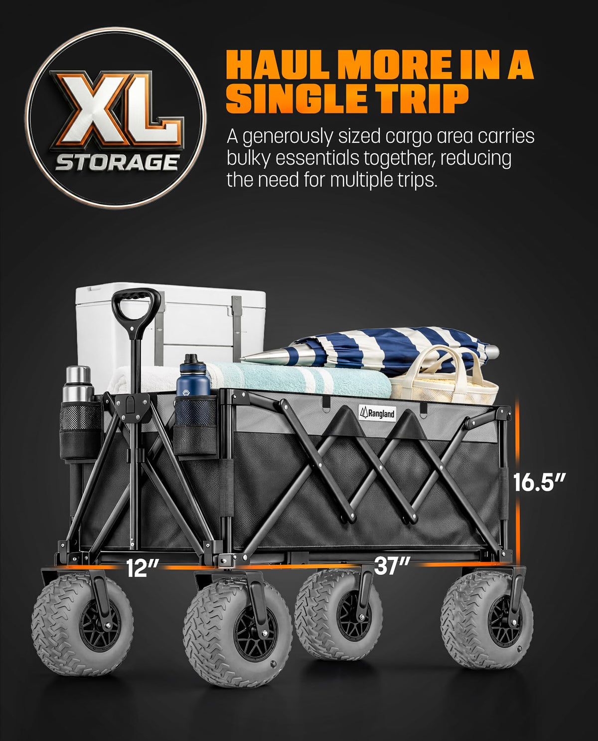 RANGLAND RX850 quick-release wheels enable fast setup and breakdown.