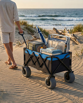 Quick-release wheels enable fast setup and breakdown for quick trips.