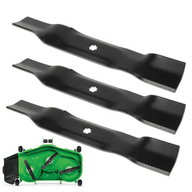RANSOTO 48-inch blades close-up showing high-lift design for John Deere decks.