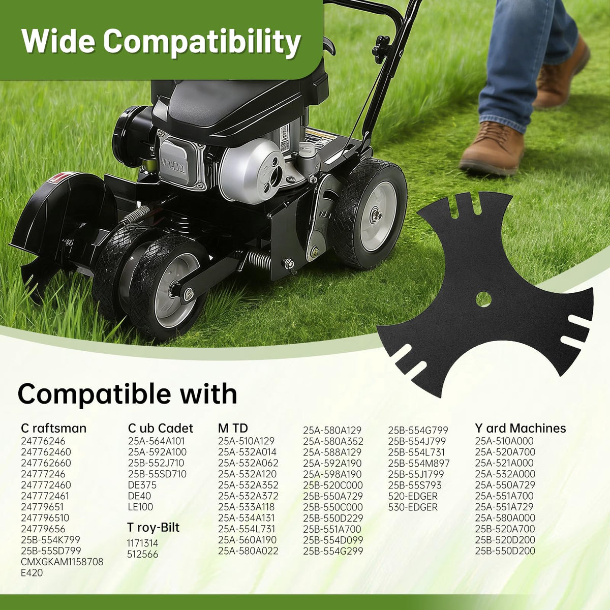 Ranwin edger blade center hole 0.62 inch for quick mounting.