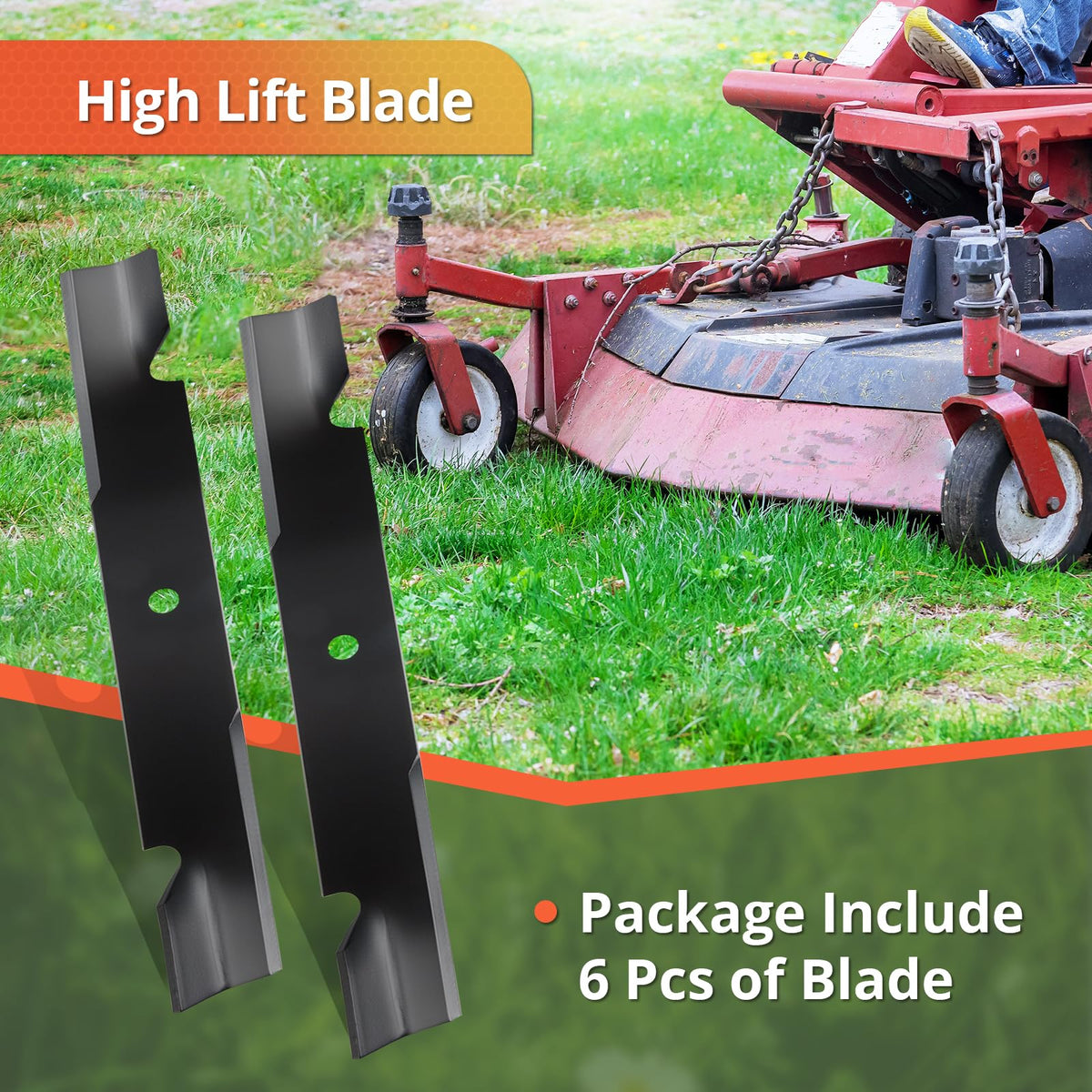 Ranwin packaging with six blades for quick mower maintenance.