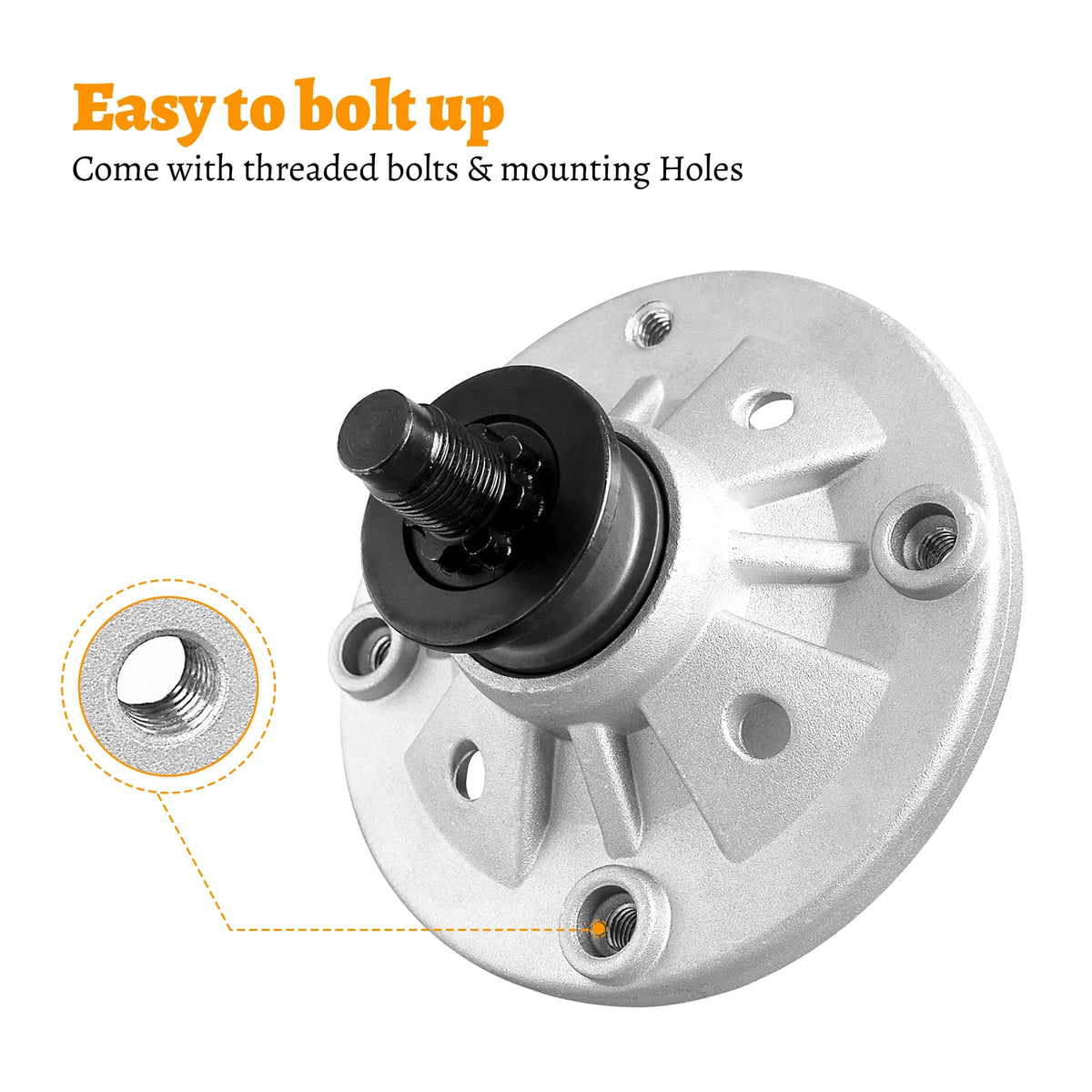 Ranwin spindle includes pulley nut and 7-star blade mount.