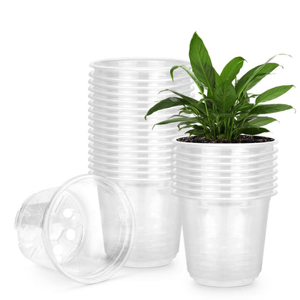 RAOOKIF 5-inch clear nursery pot with drainage holes for healthy root airflow.