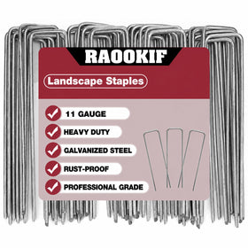 RAOOKIF 8-inch galvanized garden stake secured in soil for long-lasting landscape support
