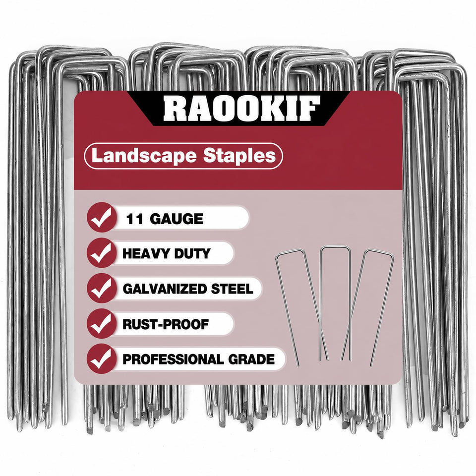 RAOOKIF 8-inch galvanized garden stake secured in soil for long-lasting landscape support