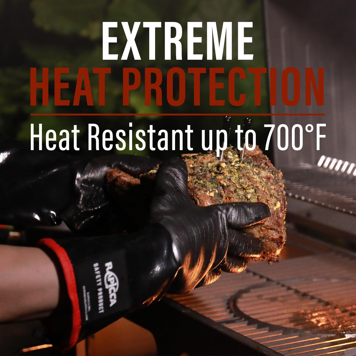 RAPICCA gloves protect hands from oil and water during greasy cooking.