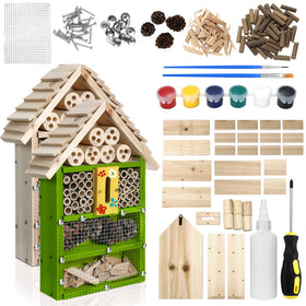 RattanView bug hotel kit with two houses in packaging, ready for backyard installation and kid-friendly projects.
