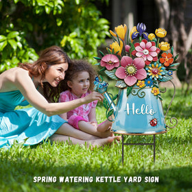 RattanView spring sign with vivid colors enhances patio and lawn decor.