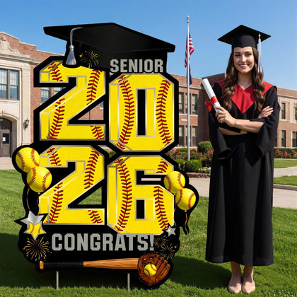 RattanView 42.9'' Senior Night Softball Graduation Yard Sign – Class of 2026
