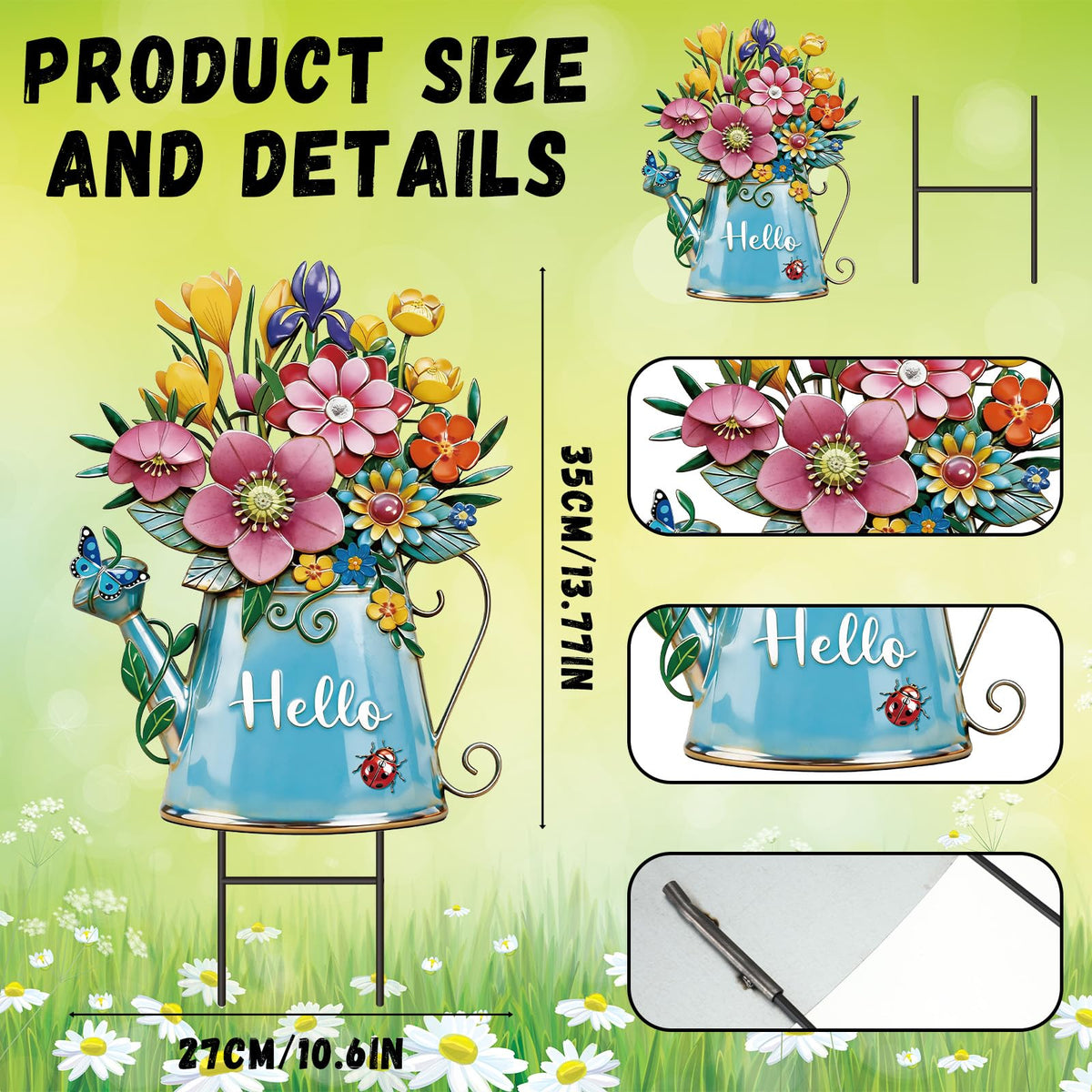 RattanView hello greeting motif yard sign adds friendly curb appeal.