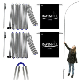 Ravenhill feather flag pole extended to 13 ft for outdoor visibility.