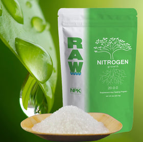 RAW Nitrogen Fertilizer 2oz drops application enables precise vegetative nourishment.