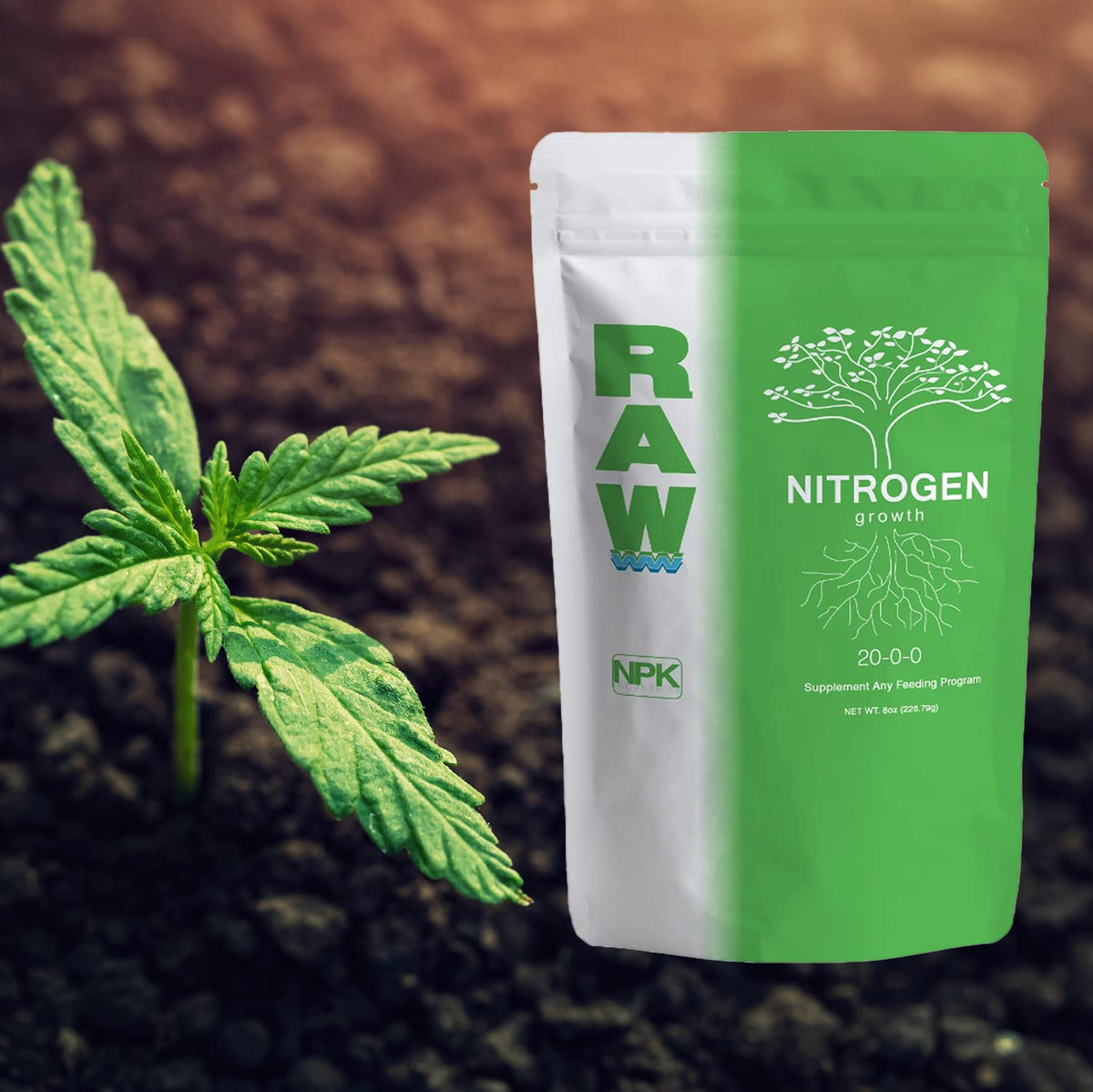 RAW Nitrogen Fertilizer 2oz hydroponics setup for steady nutrient delivery.