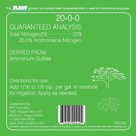 RAW Nitrogen Fertilizer 2oz indoor-outdoor use supports versatile growth.