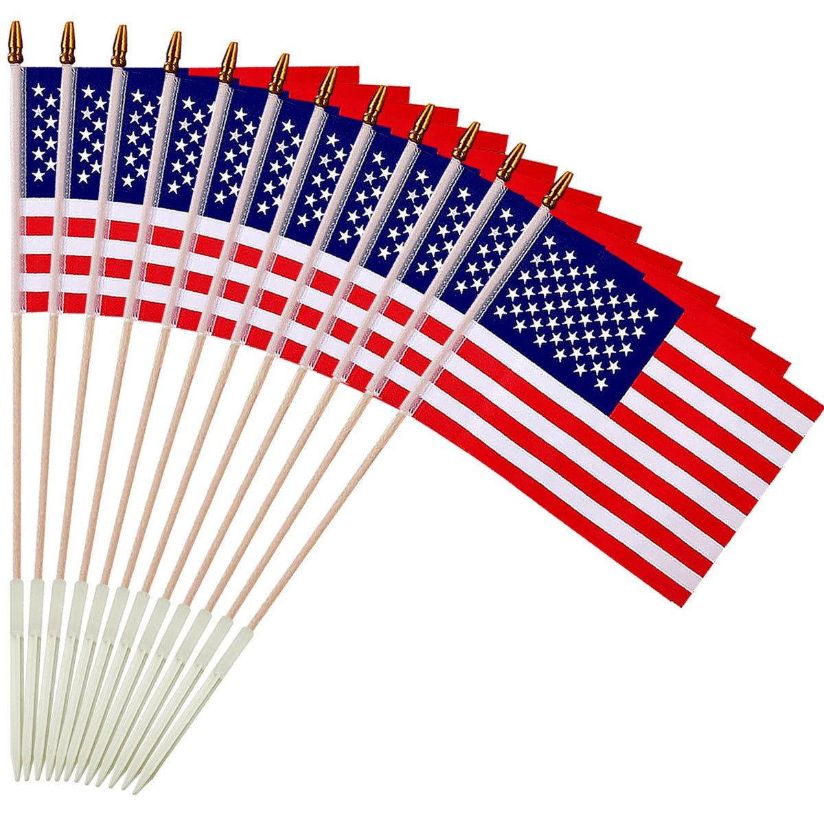 RAXCONN 8x12 American flag on wood stick for backyard patriotic display.