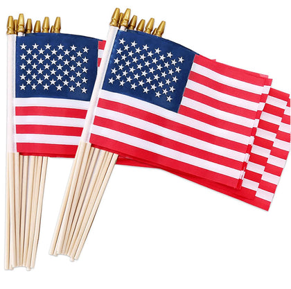 RAXCONN American flags on wooden sticks for outdoor display