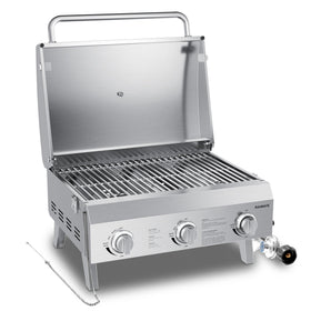 Raxmate grill propane-tank-connection enables quick setup with a 20-lb tank