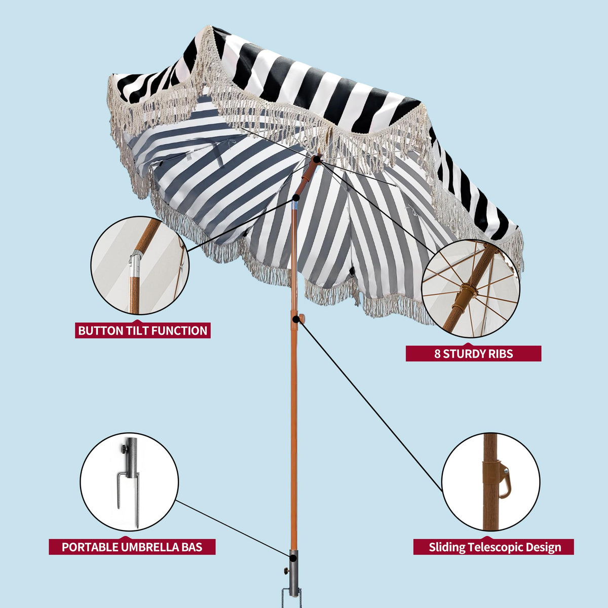 Rayjee detachable pole enables compact storage for travel and car packing
