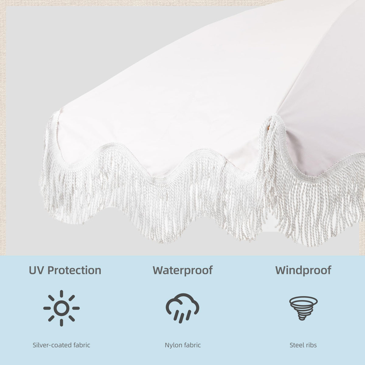 Rayjee durable aluminum frame with fiberglass ribs supports shade in wind